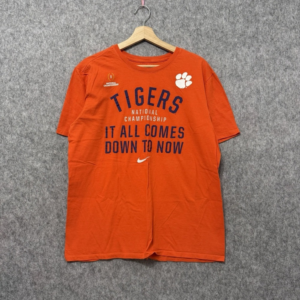 Nike‎ Clemson Tigers Shirt Men's L Orange National Championship Tee Y2K